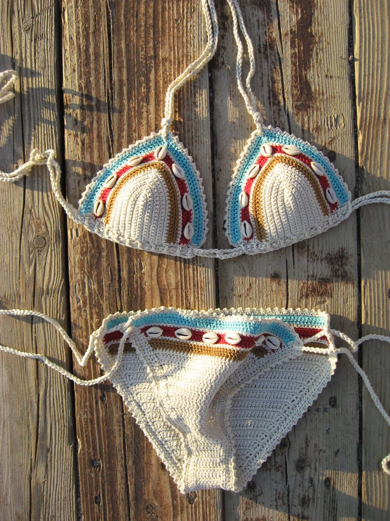 Crochet Bikini Set Shell Bikini Pretty Sea Shells Cowrie Etsy 