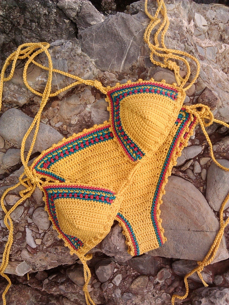 crochet bikini set Jamaican 1 Bikini Crochet Swimwear rasta bikini crochet bikini crochet swimsuit crochet beachwear String bikini 