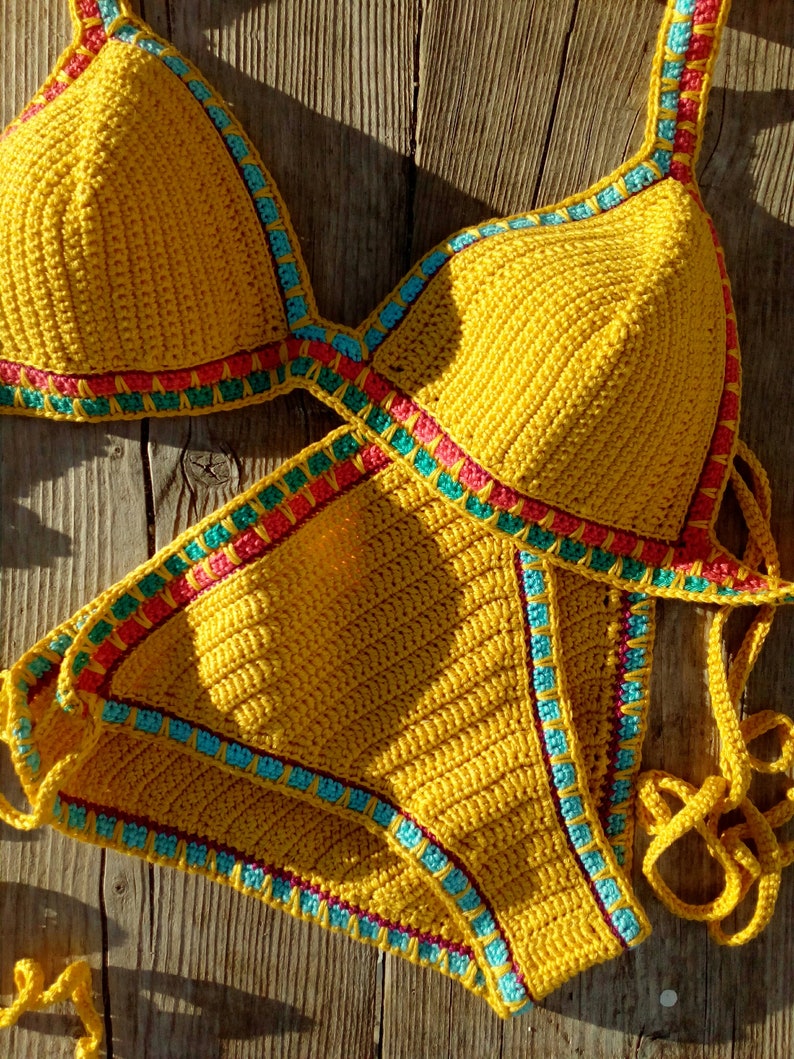 Crochet Bikini Set Yellow Kiini Bikini Crochet Swimwear | Etsy