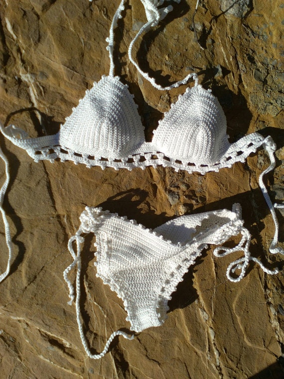 crochet bikini set white bikini Nicola Crochet Swimwear | Etsy