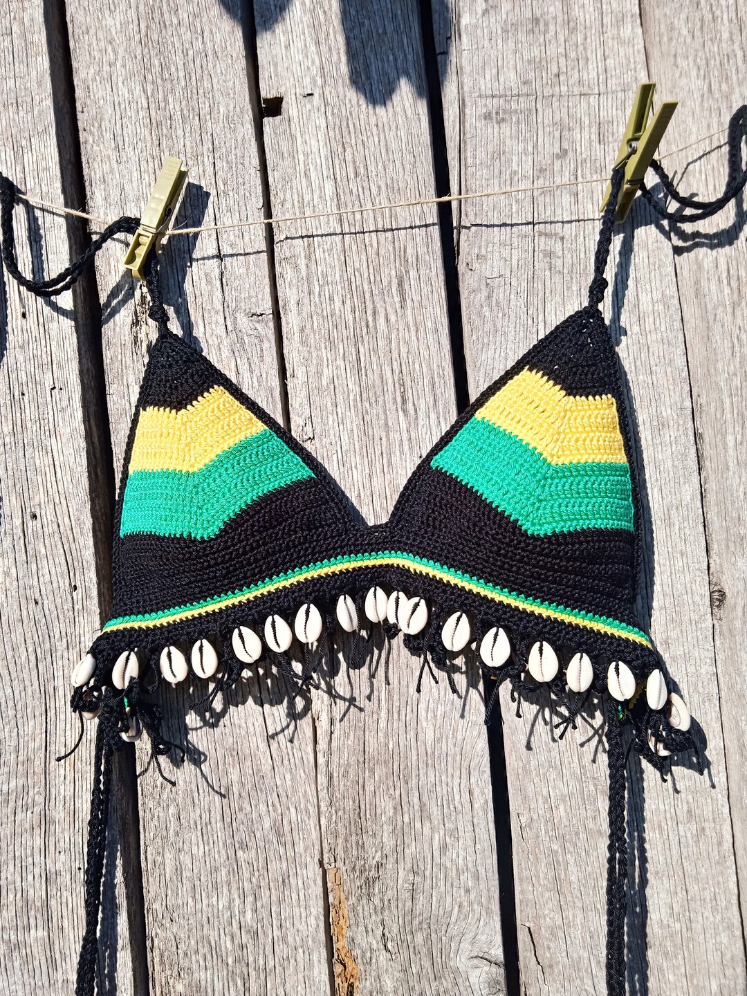 JAMAICAN Crochet Top Rasta With Shells - Etsy