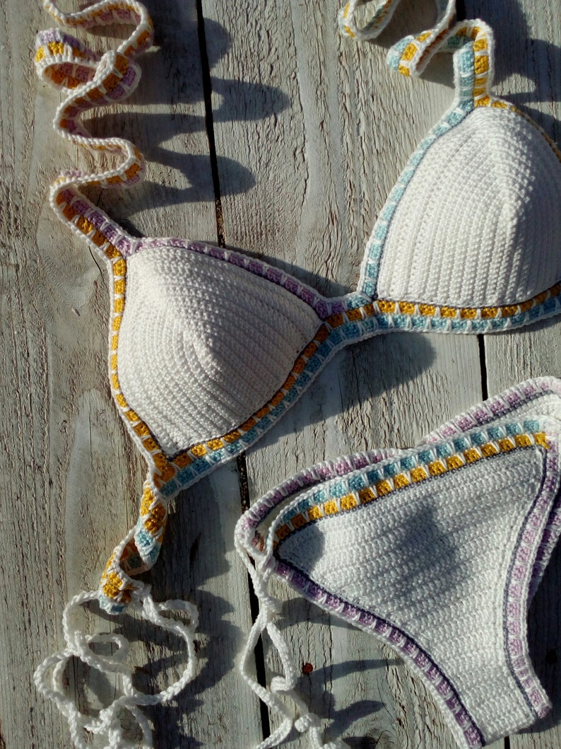 Crochet Bikini Set Milky White Kiini Bikini Crochet Swimwear Etsy