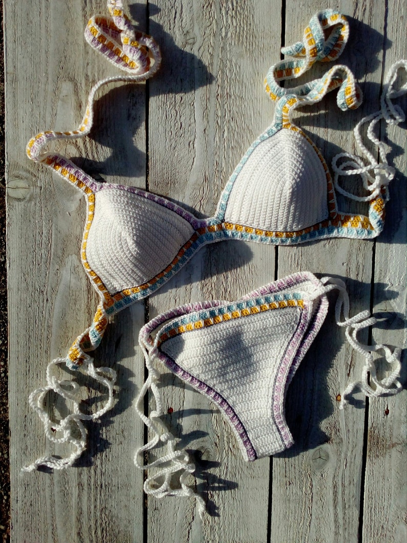 Crochet Bikini Set Milky White Kiini Bikini Crochet Swimwear Etsy