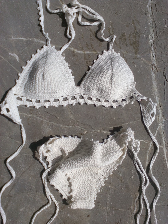 Crochet Bikini Set White Bikini Nicola Crochet Swimwear Etsy