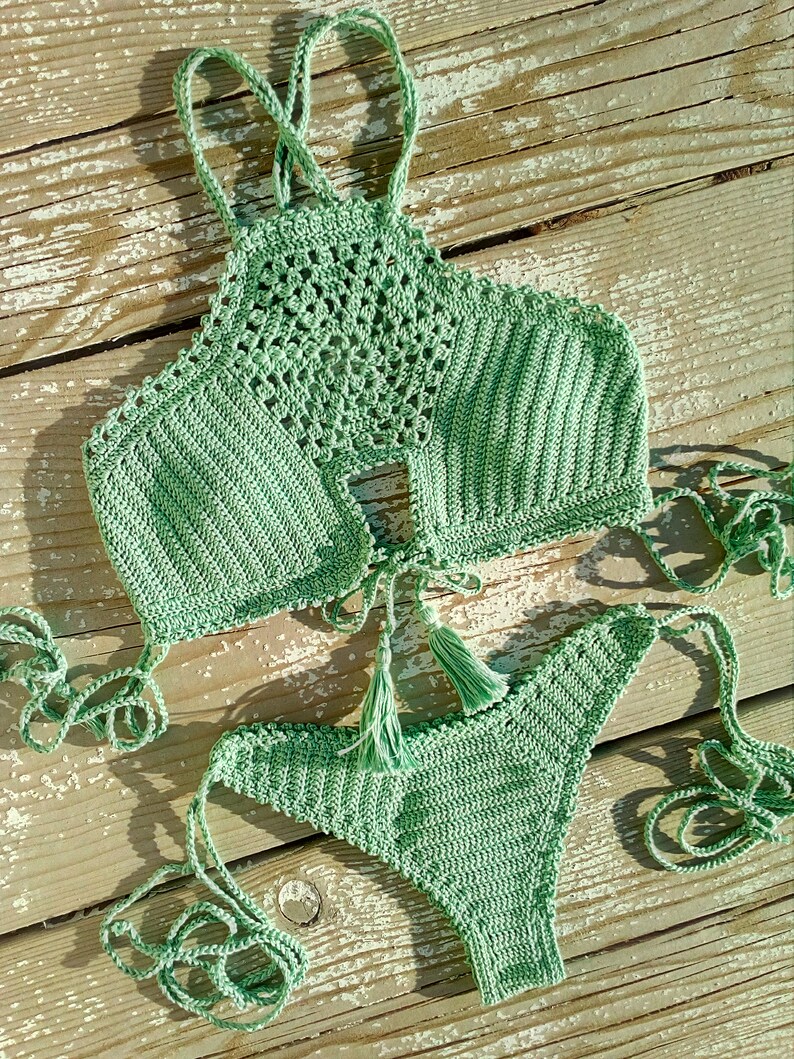 Crochet bikini set brasileño Mint bikini crochet traje de baño Etsy
