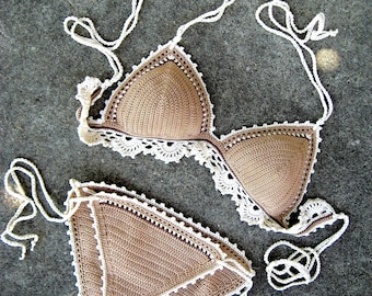Crochet bikini set handmade with Lace edging