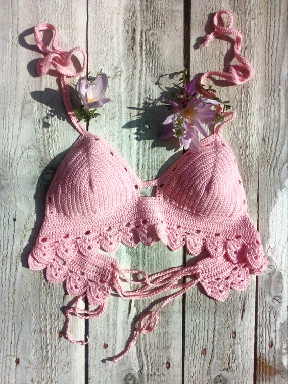 pink crochet top