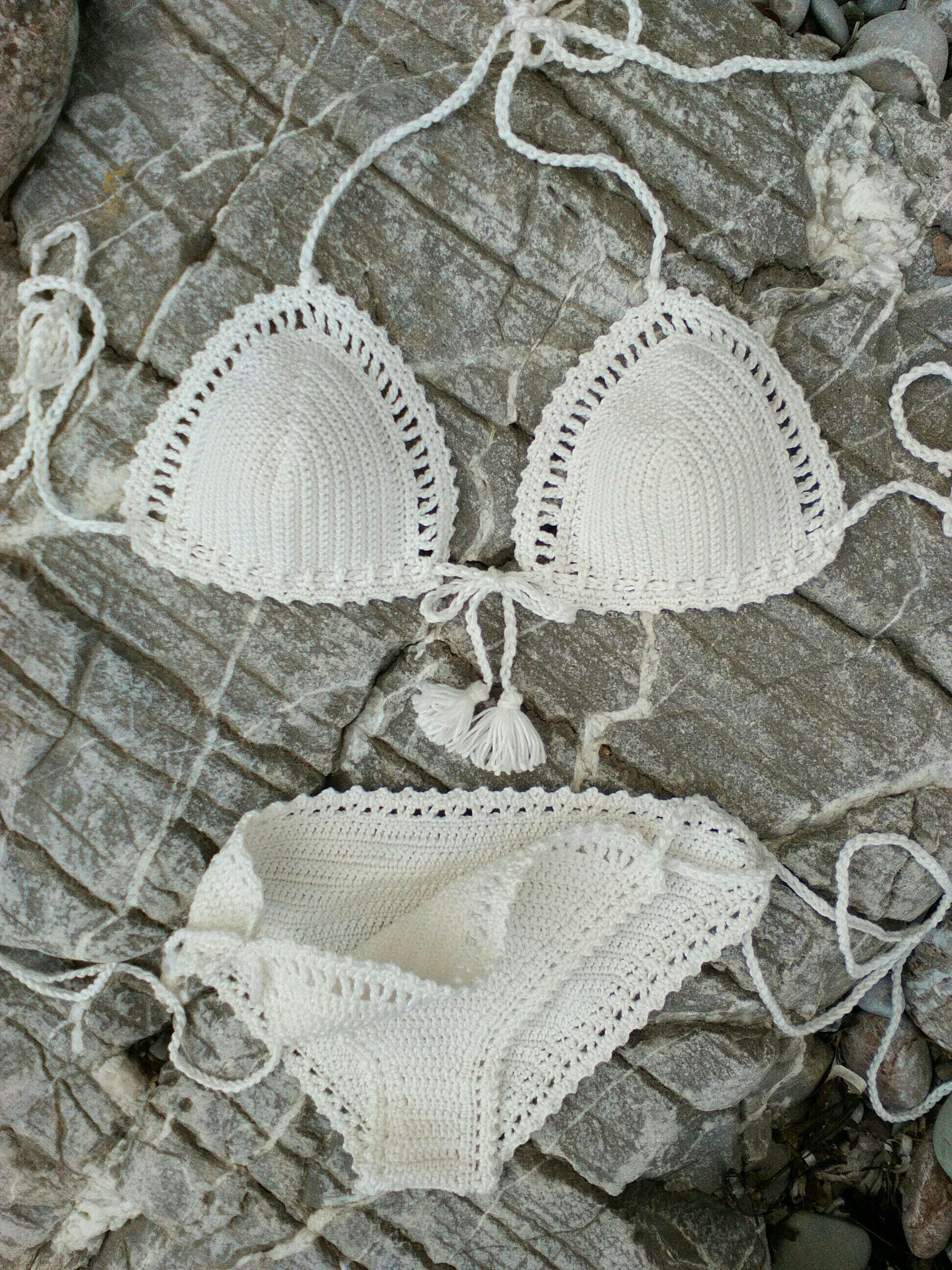 crochet bikini set Tassel white bikini crochet swimwear bikini Etsy