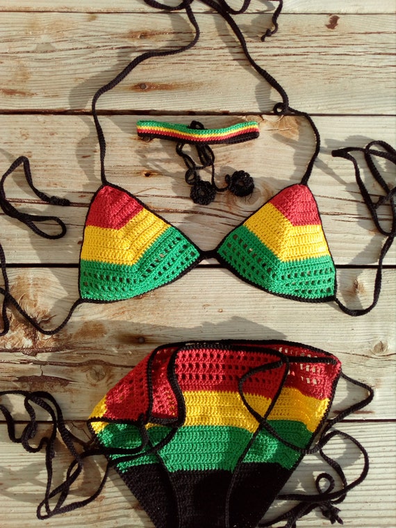 yellow and green bikini