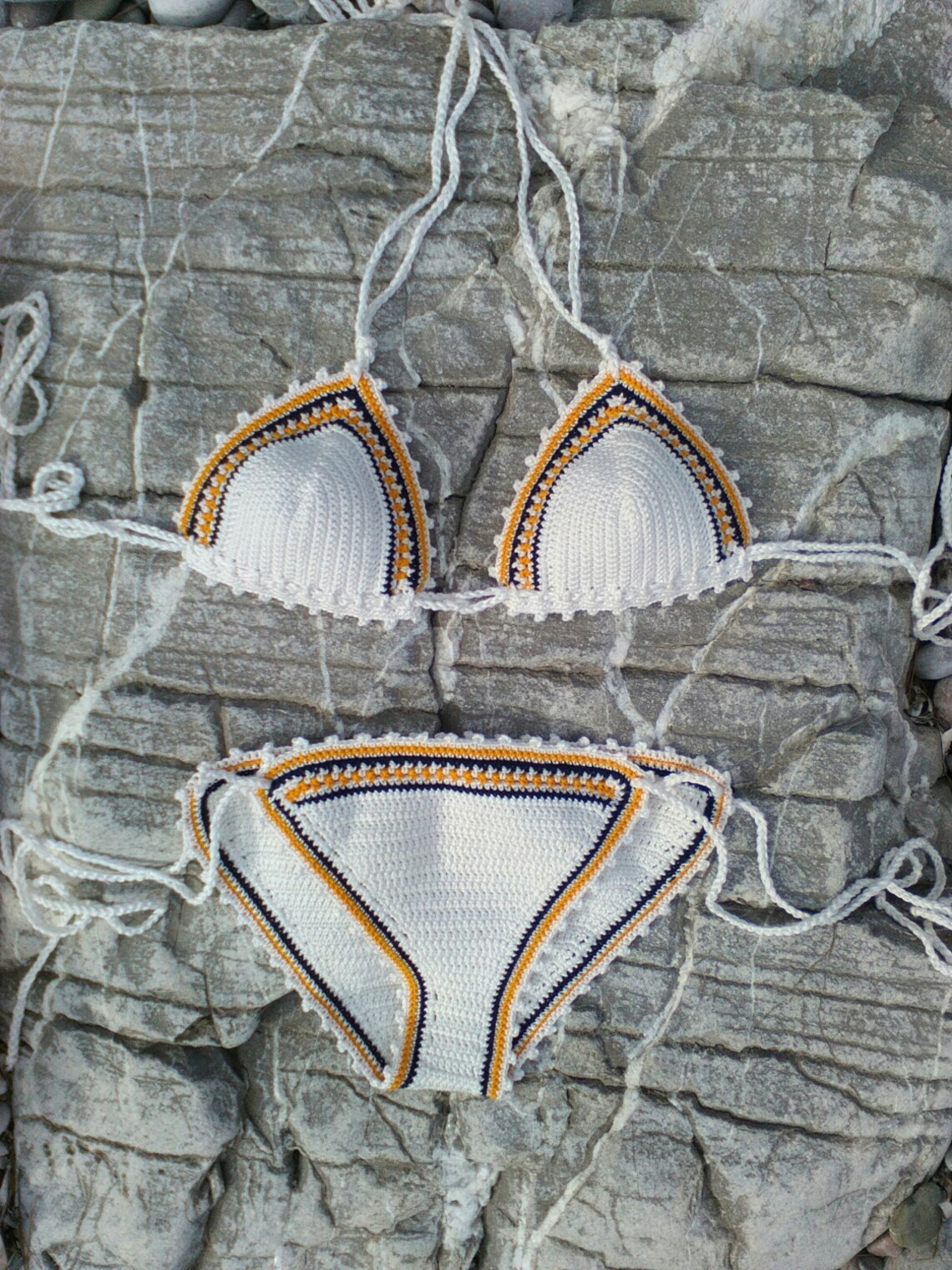 Long White Cloud Crochet Bikini - Sunset main image 0