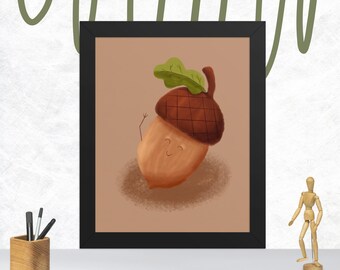 Lilla ekollon i inramad tavla | Rustik höstväggkonst