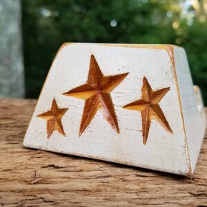 Smartphone, Business Card, Photo Stand, White with Carved Stars