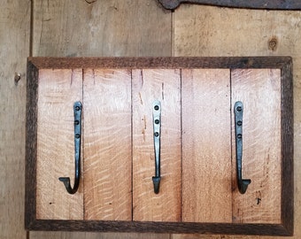 3 Hook Wall Rack of Barnwood and Wrought Iron