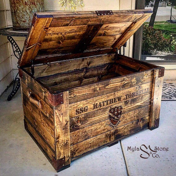 Military Wood Chest Etsy