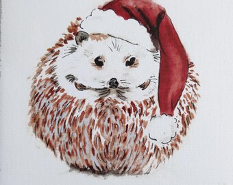 Hedgehog Christmas Card, Christmas Message Inside, 13.5cm X 13.5cm