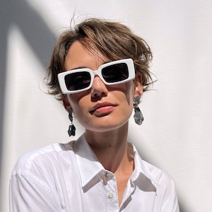 Chunky Rectangle Sunglasses: Polarized UV400 Fashion Eyewear
