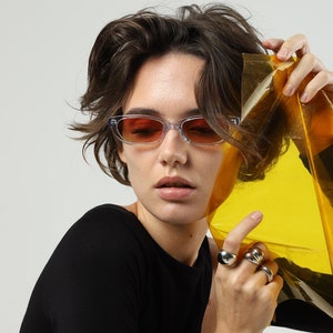 Cat eye sunglasses women black, dark tortoise shell, blue/orange transparent color with polarized lenses image 6