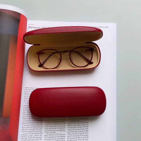 Eco leather glasses case in red, black, brown and navy blue color for a gift