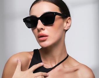 Cat Eye Sunglasses: Black Tortoise Shell, Polarized UV400 | Small Faces