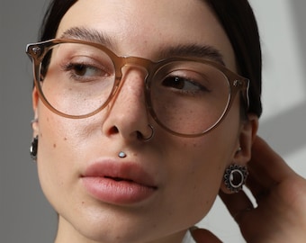 Round glasses frames women, men with non prescription, prescription lenses anti-reflective, blue light blocking, photochromic, sun