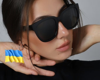 Übergroße Sonnenbrille für Damen mit schwarzen polarisierten Gläsern UV400