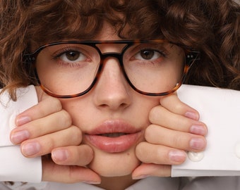 Oversized glasses frames women, men with non prescription or prescription lenses