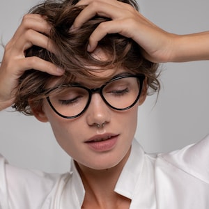 Black Cat Eye Glasses for Women | Custom Prescription & Blue Light Blocking, Anti-reflective, Photochromic, Sun Lenses | Ukrainian Shop
