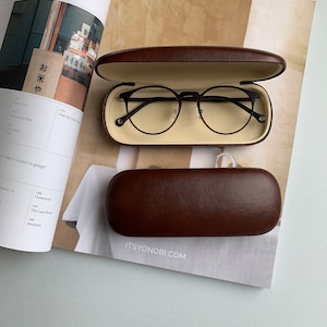 Brown glasses case hard. Eco leather glasses case. Brown, black, blue,red eyeglasses case. image 10