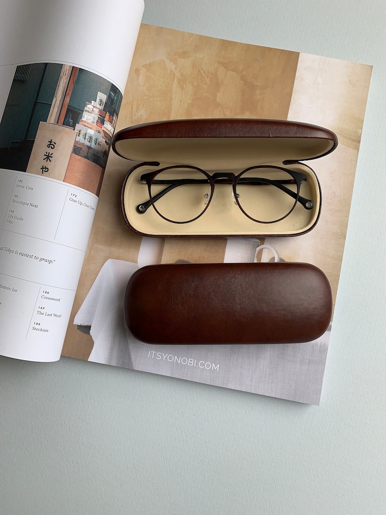 Brown glasses case hard. Eco leather glasses case. Brown, black, blue,red eyeglasses case. image 10