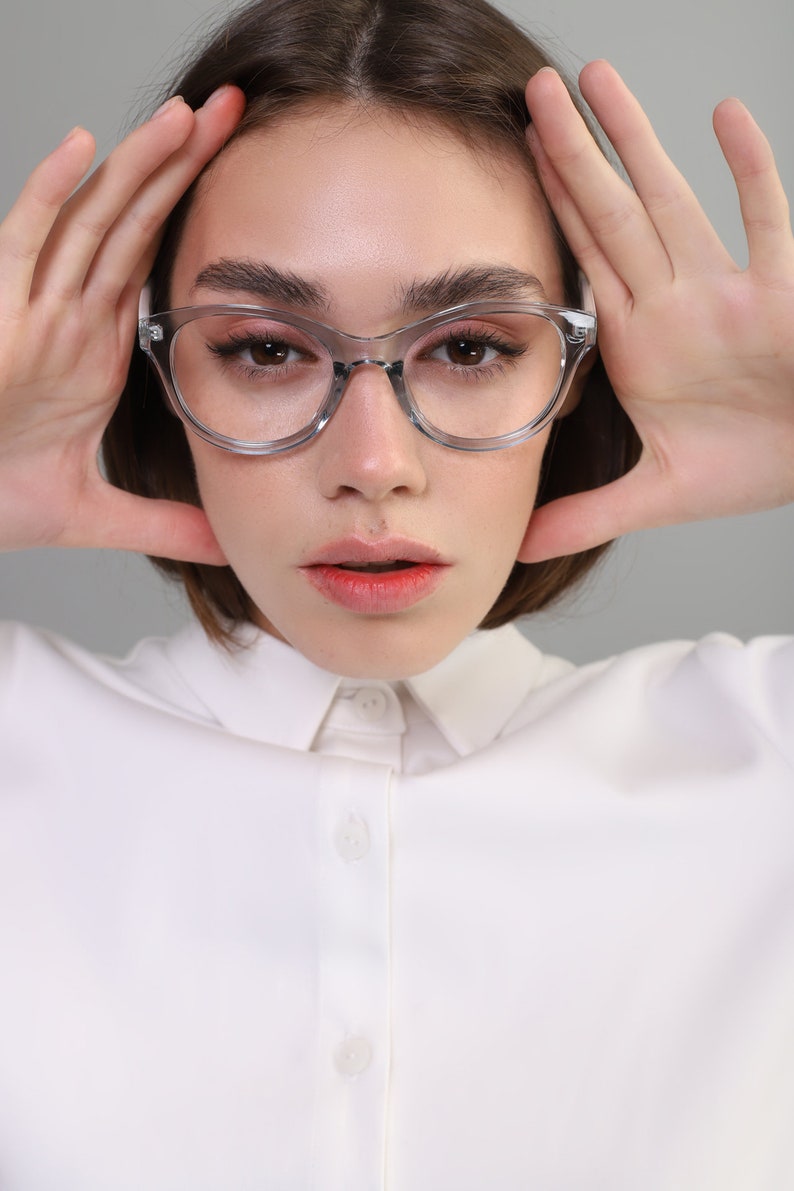 Round cat eye glasses frames women with fake or prescription Etsy