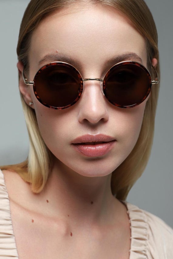 Round Circle Sunglasses for Women Men – Brown & Tortoise 