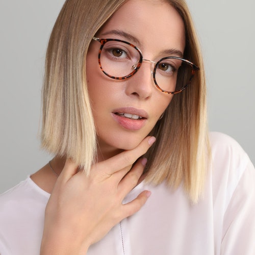 Round Cat Eye Glasses Frames Women With Non Prescription or Etsy