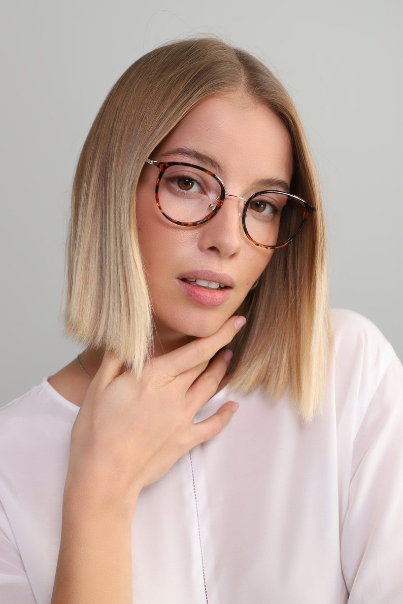 Round cat eye glasses frames with fake or prescription lenses Etsy