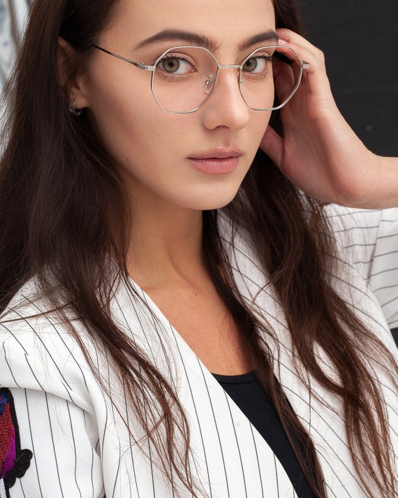 Monturas de gafas octogonales mujeres con lentes - España
