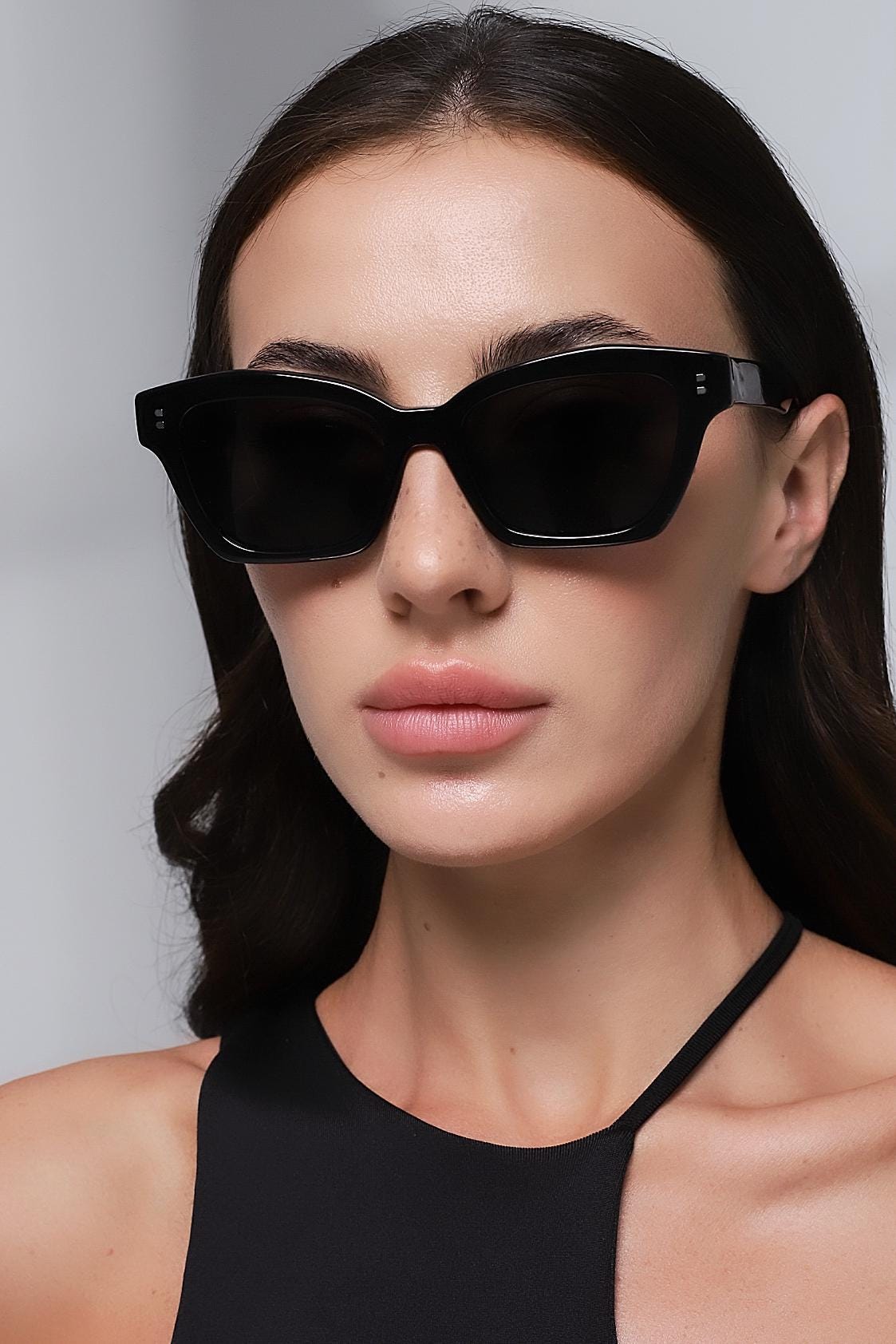 Square Cat Eye Black Tortoise Oversized Polarized Sunglasses Retro Boho UV400 Tortoise Oversized Thick Square Polarized Sunglasses with  main image 2
