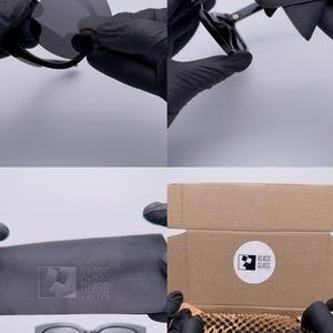Custom prepared sunglasses with fitted lenses and polished studio finish