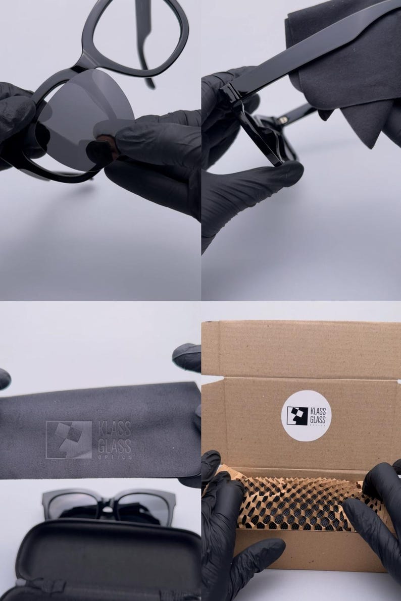 Custom prepared sunglasses with fitted lenses and polished studio finish