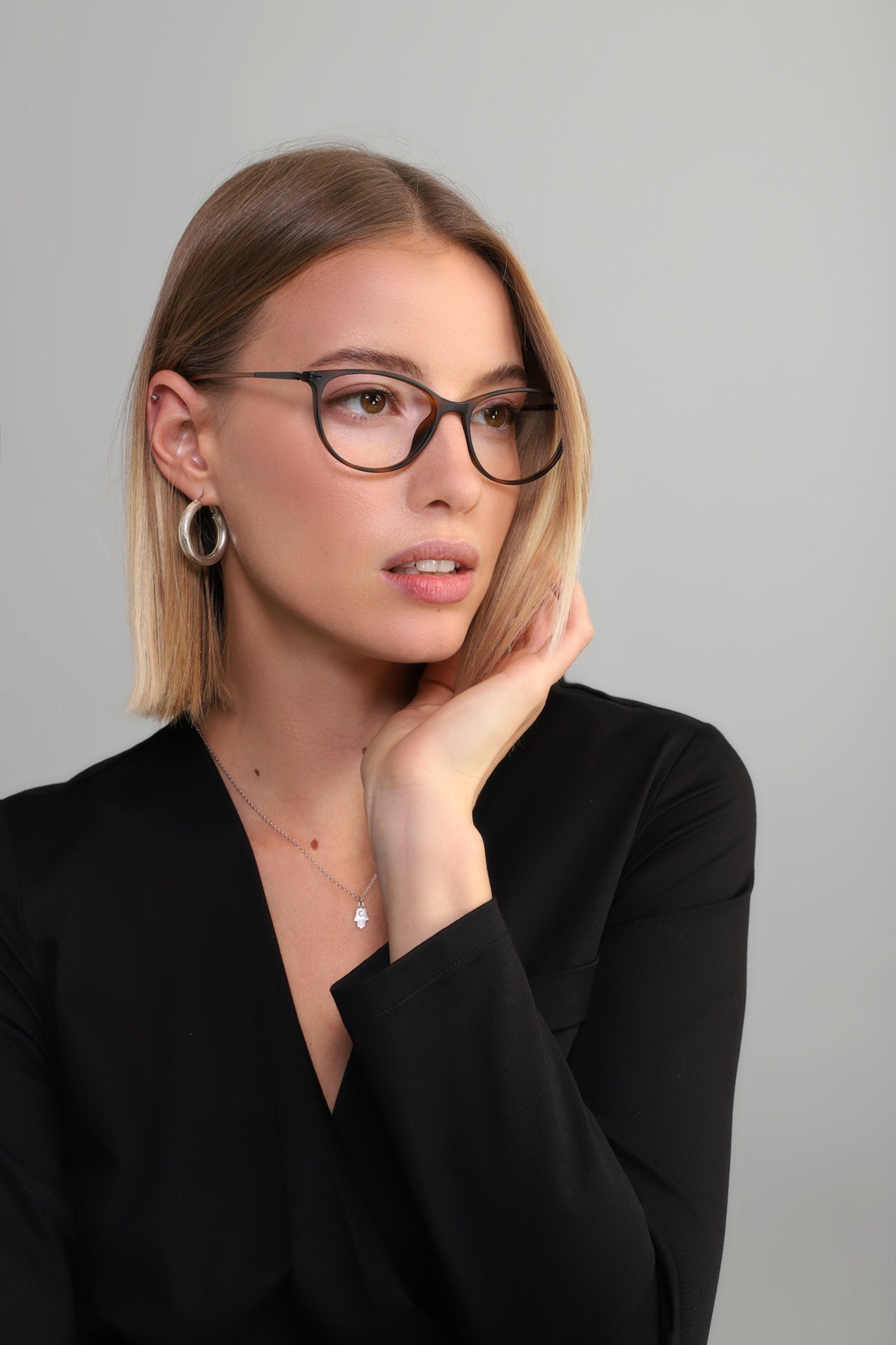 Small Cat Eye Glasses Frames in Black Tortoise Shell Color Etsy