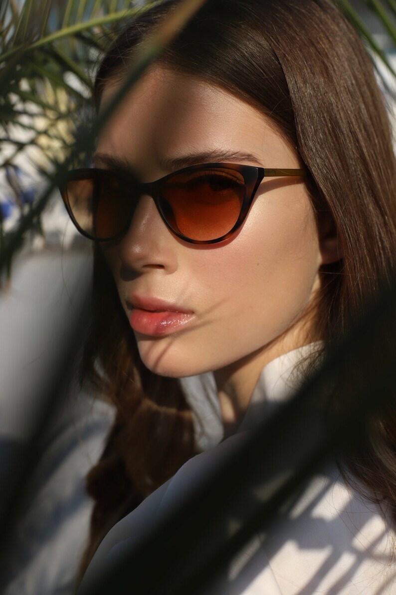 Cute small cat eye matte sunglasses women with high quality Etsy