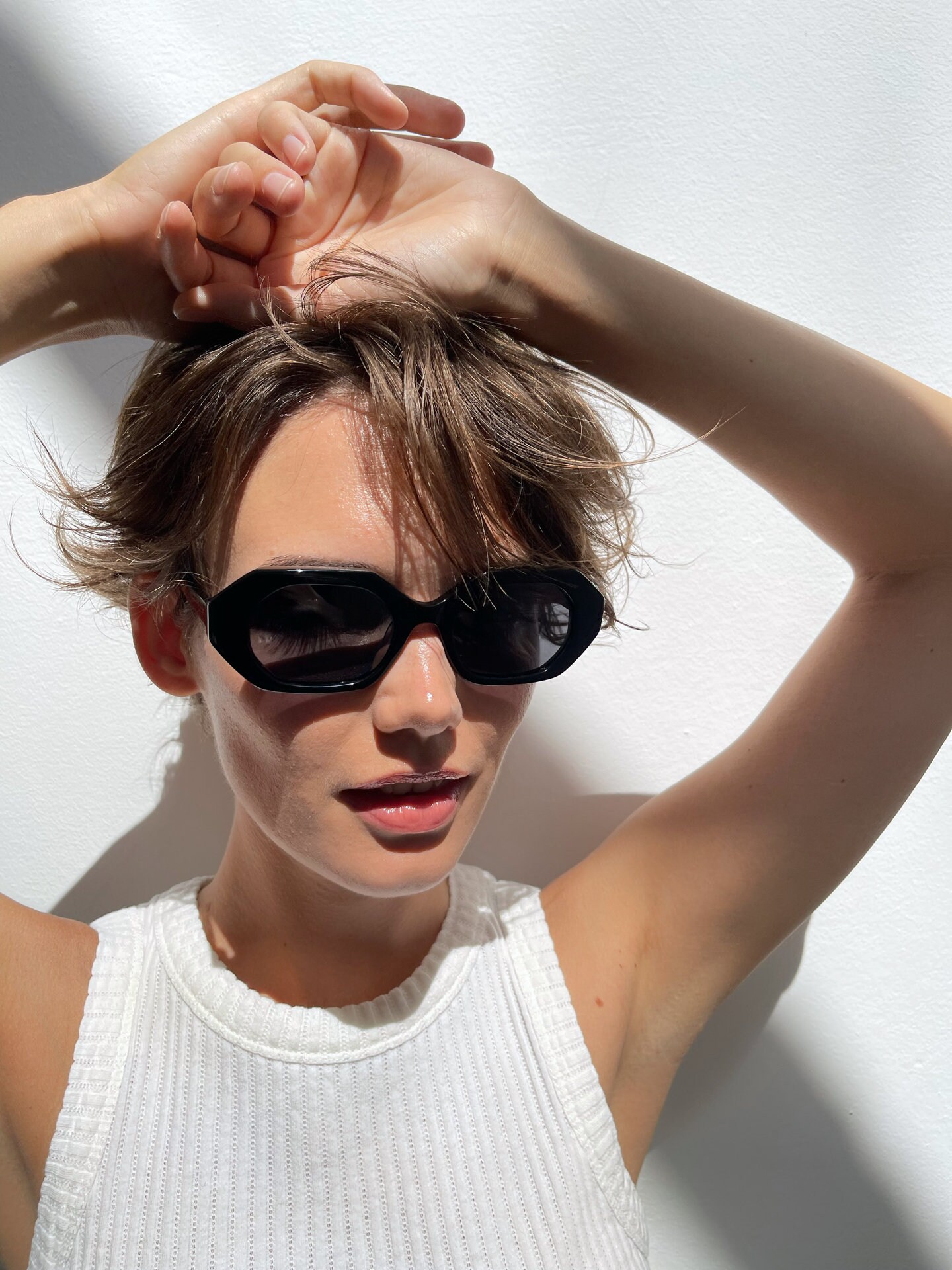 Chunky Rectangle Polarized Sunglasses, UV400 Protection, Oversized Acetate MUTYNE Square Vintage Acetate Polarized Sun Glasses Large  main image 4