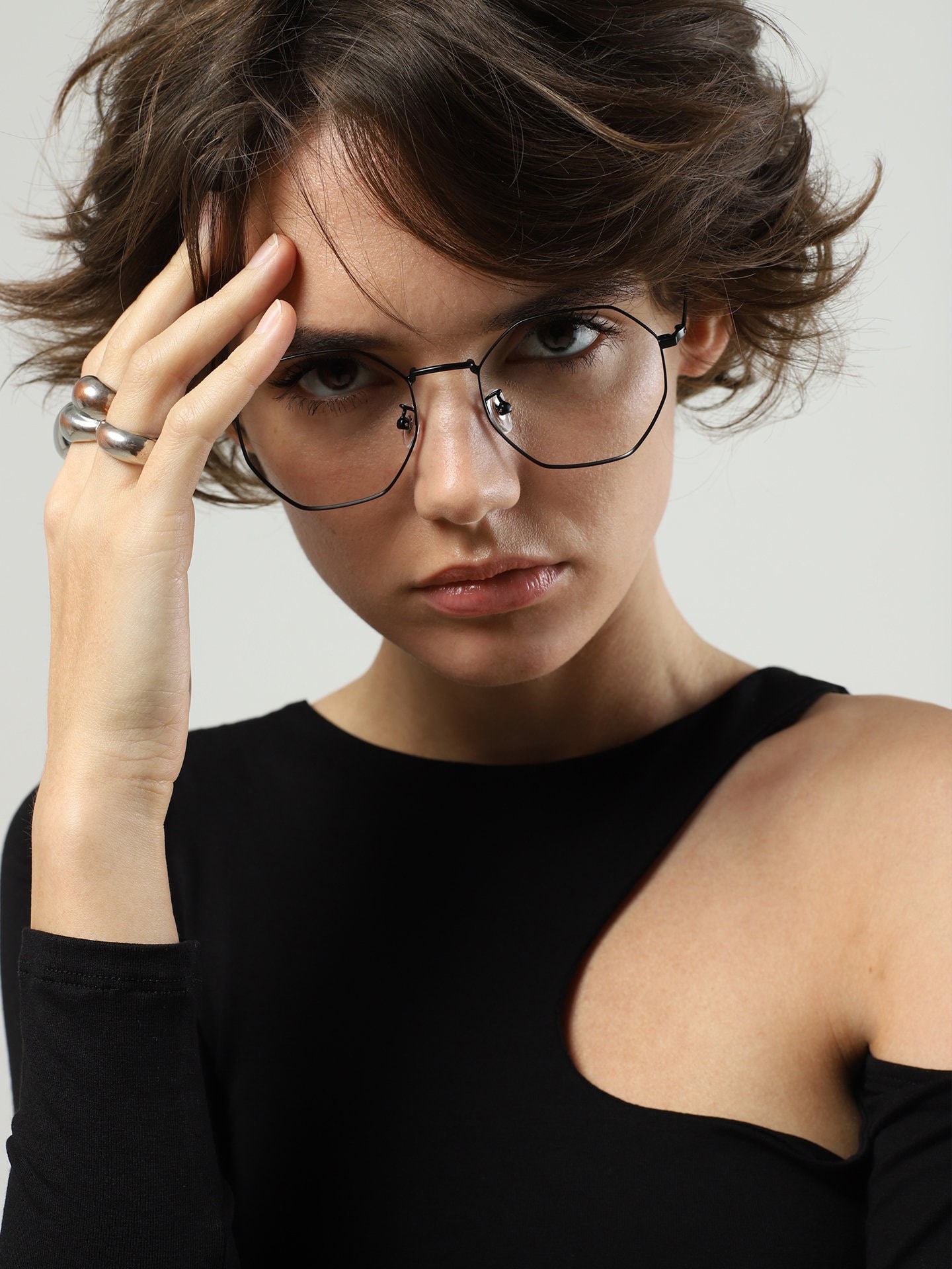 Big Frame Rhinestones Myopia Glasses Women Retro Double 