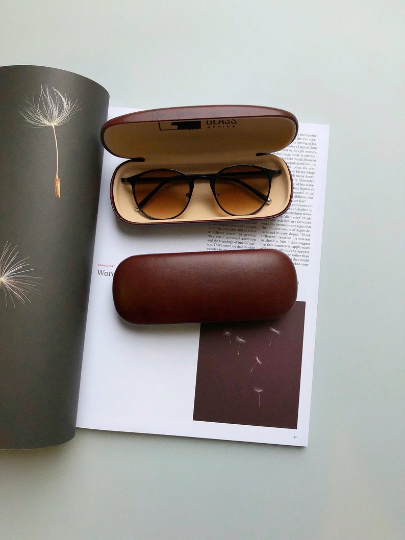 Brown glasses case hard. Eco leather glasses case. Brown, black, blue,red eyeglasses case. Brown