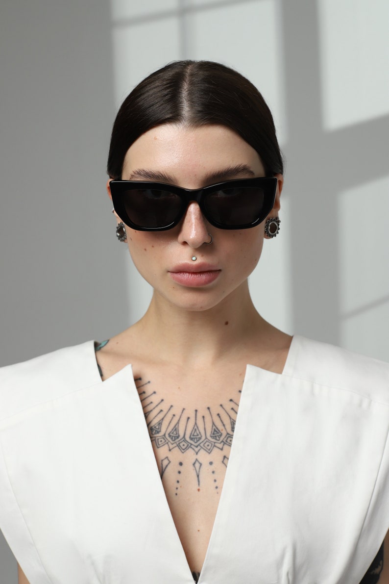 Cat Eye Rectangle Sunglasses Women With Polarized Lenses UV400 Etsy