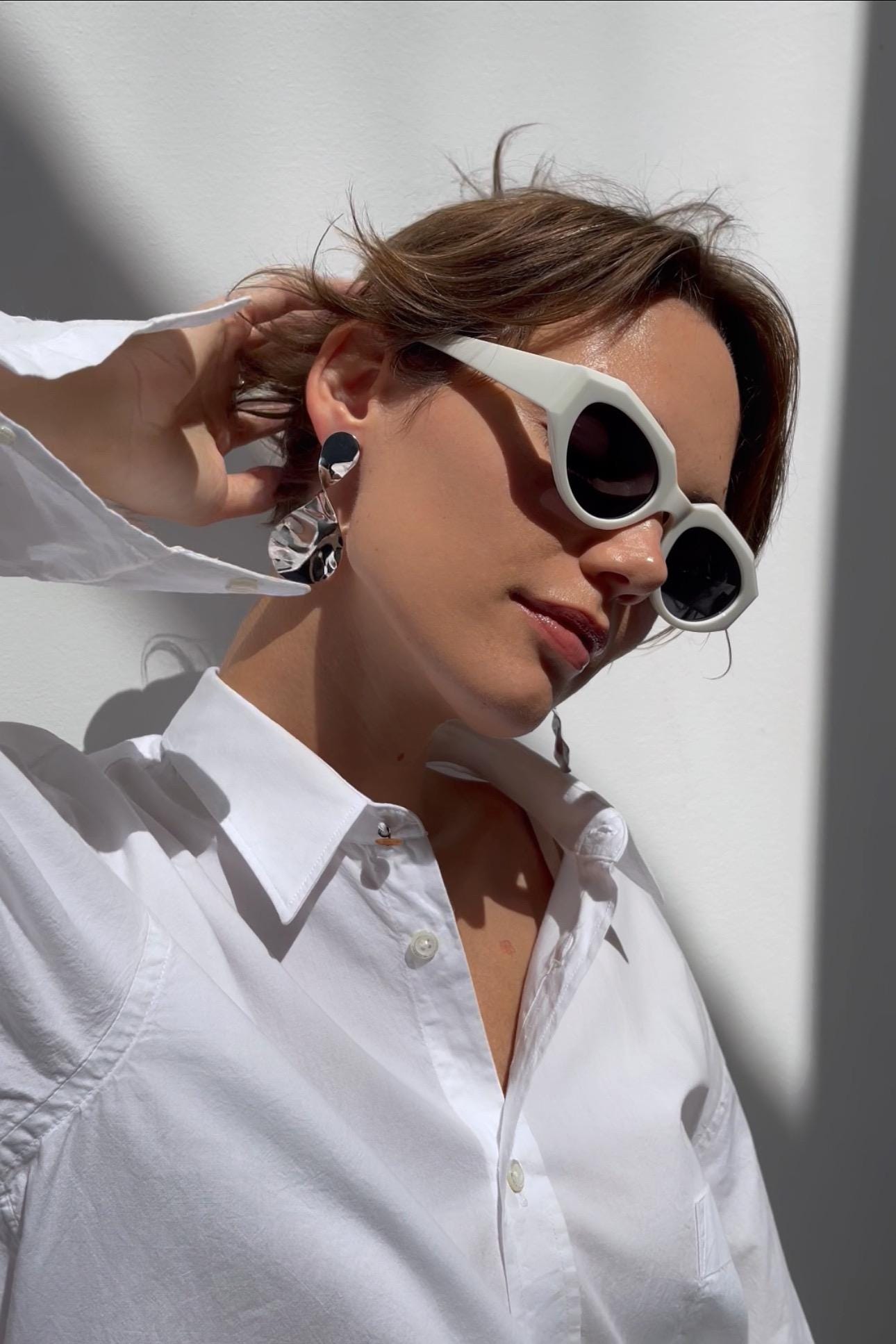 Oversized Retro Square Cat Eye Sunglasses Women UV400 TR90 Frame Classic Oversized Polarized Sunglasses for Women Composite  main image 3
