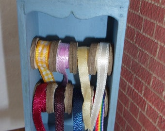 Haberdashery Ribbon display in Blue 1:12th Dolls House