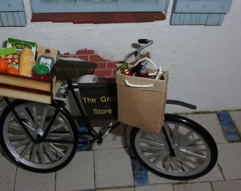 Grocers Bike 1:12 th Dolls House Shop . Up-cycled Bike, Handmade items