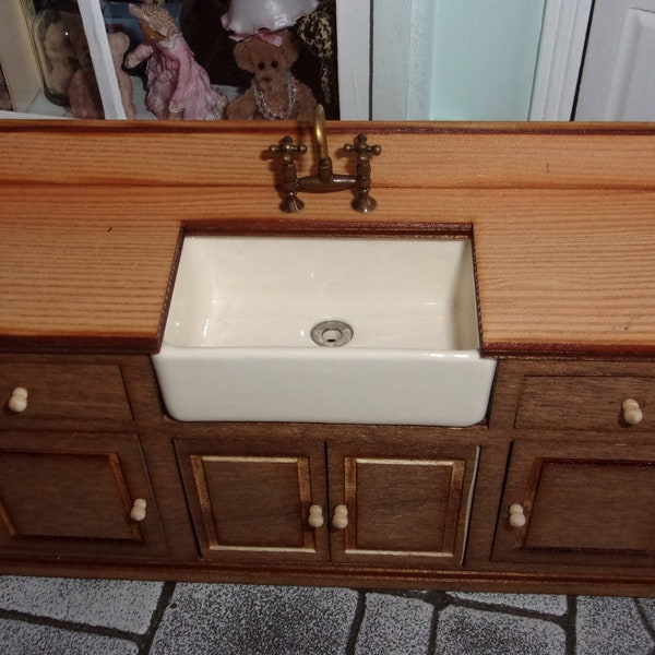 Belfast Sink Kitchen Unit  Laser cut and Handmade 1:12th Dolls House