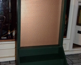 Shop Display with Peg Board Back. Dark Green 12th Dolls House