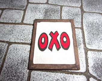 OXO Hand painted shop sign 5 x 4 cm . 1:12th Dolls House