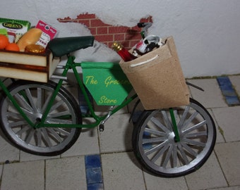 Grocers Bike 1:12 th Dolls House Shop . Up-cycled Bike, Handmade items